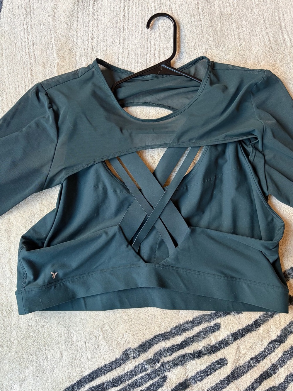 Old Navy PowerSoft 2-Piece Sports Bra & Mesh Crop Top 3X Teal